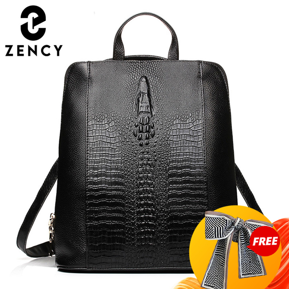 Women Bags Work - Женский рюкзак Zency из натуральной крокодиловой